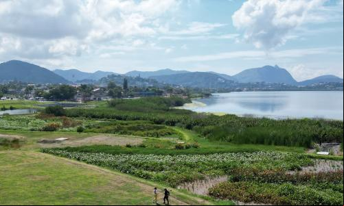 vista aérea de jardins filtrantes do Parque Orla Piratininga, em Niterói