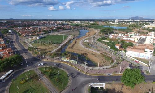 imagem aérea do parque pajeú, em sobral